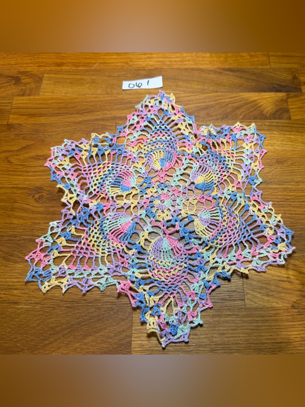 Handmade Multicolor Crochet Doily - Pastel Table Accent